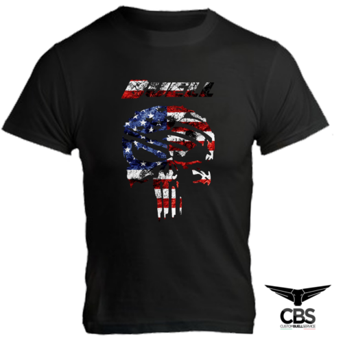 T-shirt cotone Buell teschio bandiera americana